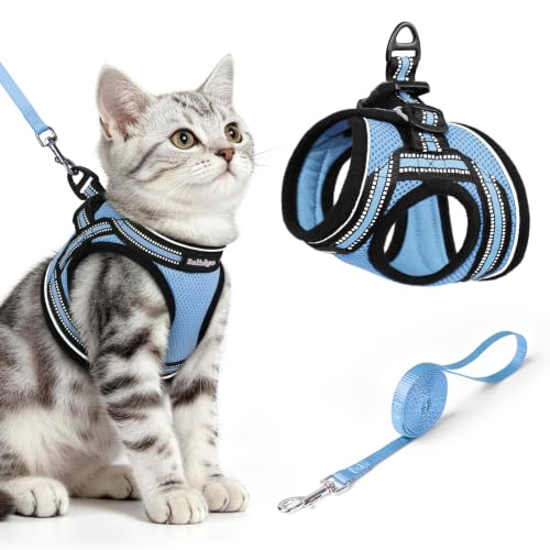 Cat Harness and Leash Set (M / Light Blue)