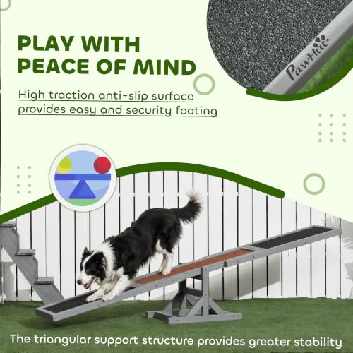Wooden Dog Agility Seesaw for Exercise 71" L x 12" W x 12" H Gray (70.75" x 11.75" x 11.75" / Grey)