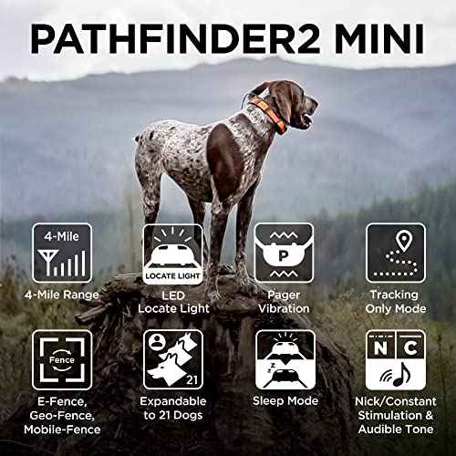 Pathfinder 2 Mini GPS Dog Tracker e Collar 4 Mile Long Range LED Light No Monthly Fees Free App Waterproof Smartwatch Control Based Real Time Tracking Multiple Dogs Smartphone Required (Pathfinder 2 / 25 lbs and up)