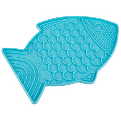Felix, Fish-Shaped Cat Slow Feeders Lick Mat, Boredom Anxiety Reducer; Perfect for Food, Treats, Yogurt, or Peanut Butter. Fun Alternative to a Slow Feed Cat Bowl or Dish, Turquoise (Turquoise)