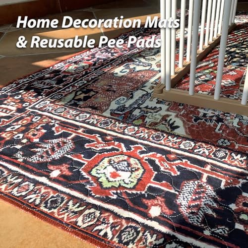 Washable Pee Pads for Dogs (48x48 Inch (Pack of 2) / Red/Rect)