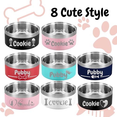 Custom Dog Bowl Personalized Dog Bowls with Name Stainless Steel Non (Navy / 42 oz (2.5x7.25in))