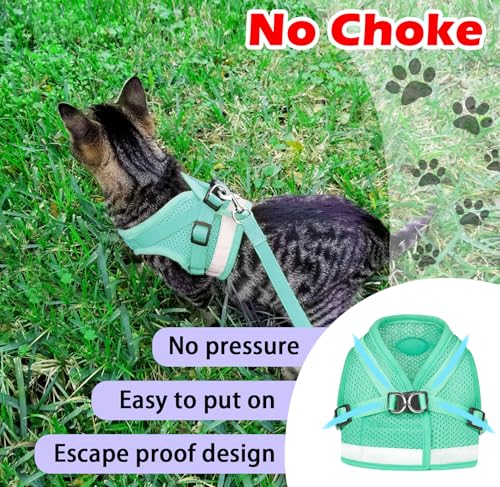 Cat Harness and Leash Set (L (Chest: 15" - 17") / Cyan)