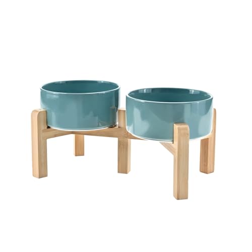 Elevated Dog Bowls Ceramic (6.1 in - 3.6 cups / Dark Green)