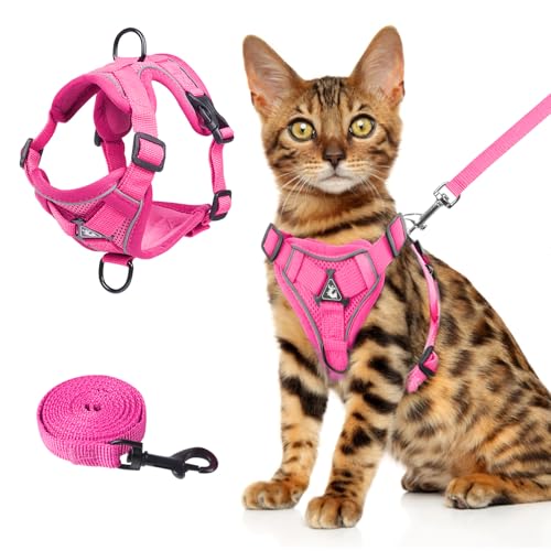 cat Chest Harness and Leash (rose red / L:11.02-16.5lb)