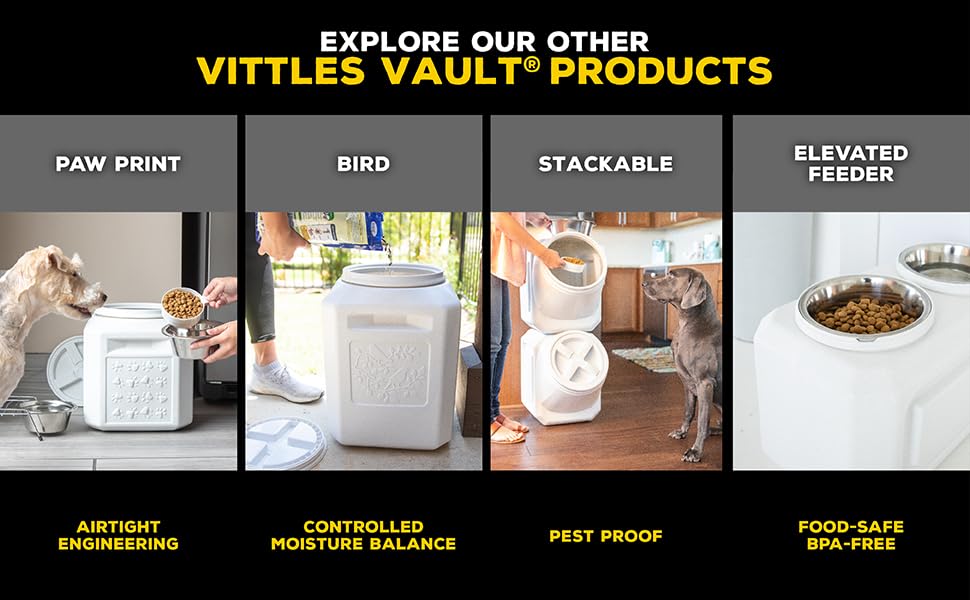 Vittles Vault Airtight Pet Food Storage Container + Scoop (30 Pounds)