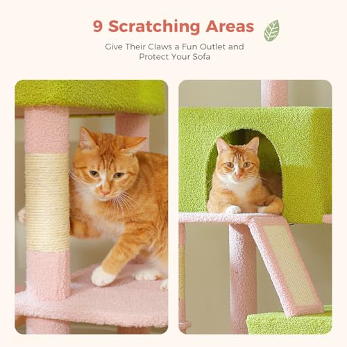 Flower Cat Tree Tall 70.8" for Adult Indoor Cats (70.8" Tall Cat Tree / Pink)