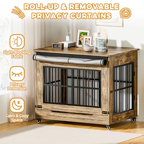 42" Large Dog Crate Furniture (Rustic Brown / 42.1"L x 30.0"W x 35.0"H)