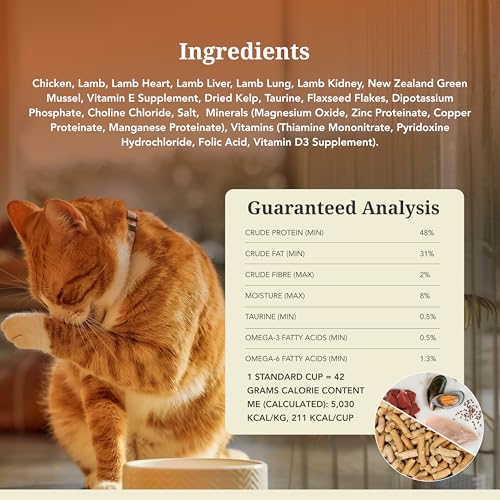 High Protein Freeze Dried Dry Cat Food with 98% Meat (1.8 Pound (Pack of 1))
