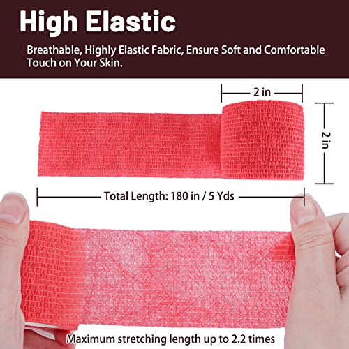 24 Pack Self Adhesive Bandage Wrap (Red / 2 Inch)