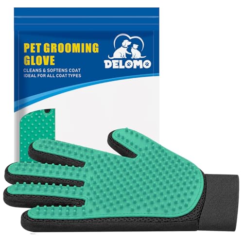 Pet Hair Removal Glove with 255 Silicone Tips for Dogs & Cats (Green)
