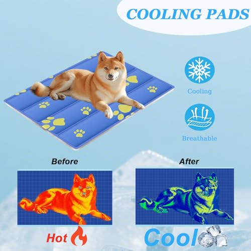Cooling Dog Bed (Dark Blue Paw / 20''*16'' Small)
