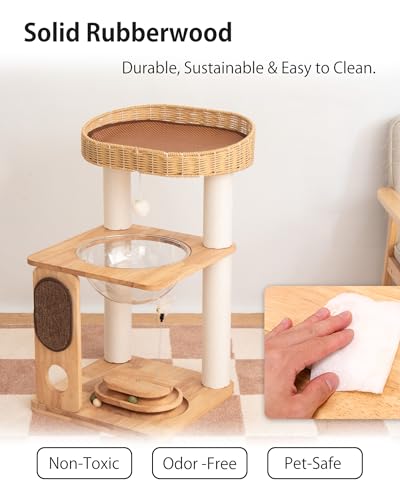32" Wood Cat Tree Tower (Nature S81)