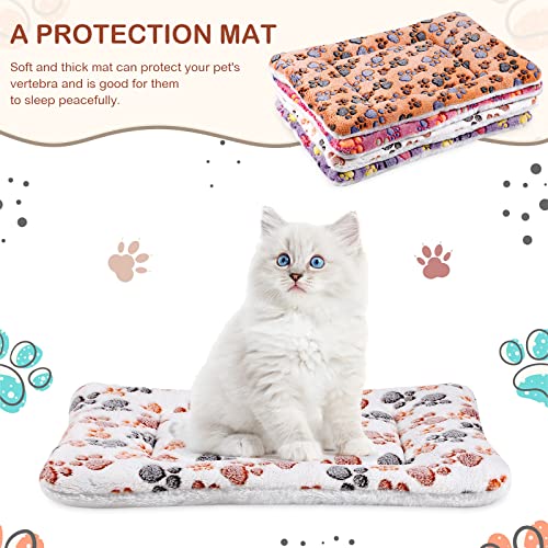 4 Pack Soft Pet Bed Mat Small Dog Crate Fleece (21 x 14 Inches / Vivid Color)