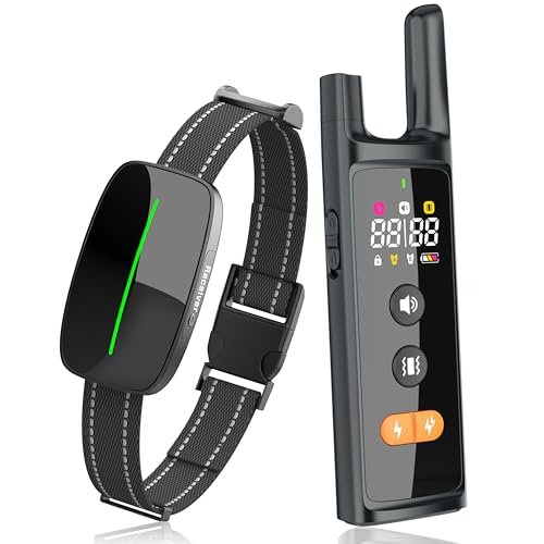 Dog Training Shock Collar 4300FT Dog Bark Collar with Remote IP67 Waterproof 4 Training Modes Beep Vibration Shock Light Mode Magnetic Charger Electric Dogs Collar 8 (Double shock Iron Black)