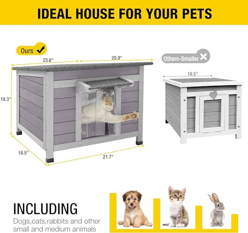 Cat House Waterproof Feral Kitty Shelter Outdoor Indoor Kitty shelter for Cats and Other Small Animals