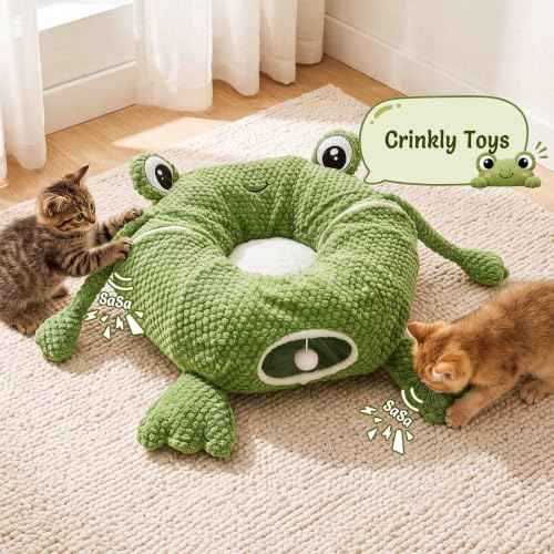 Cat Tunnel Bed with 20 Cat Toys (Light Green / Large)