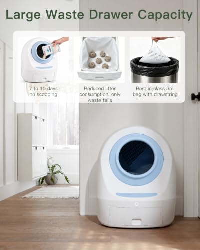Casa Leo Automatic Self Cleaning Cat Litter Box Bundle with App Control (Baby Blue)