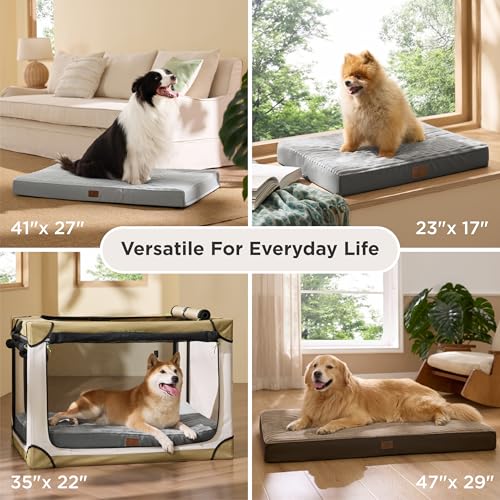 ComfyFleece Large Dog Bed for Crate with Washable Cover (35x22x2.8 / Charcoal Grey)