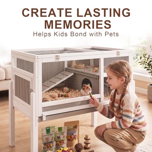 Large Wooden Guinea Pig Cage with 4 Detachable Stand Legs and Habitat
