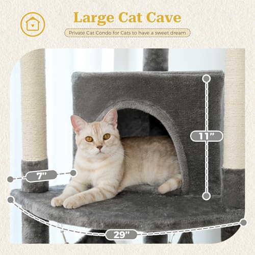 Floor to Ceiling Cat Tree (93''-102'' / Large Gray)