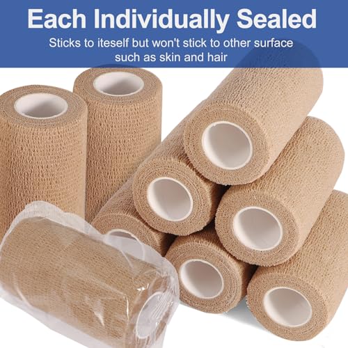 24 Pack 4 Inch Self Adhesive Bandage Wrap (Brown / 4 Inch)