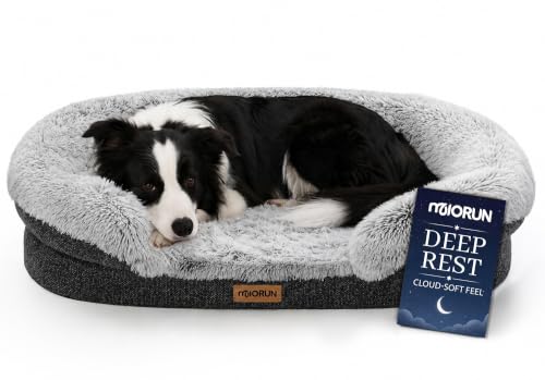Fluffy Orthopedic Dog Beds Large Sized Dog (Charcoal Gray / L-(40", UP to 70lbs))