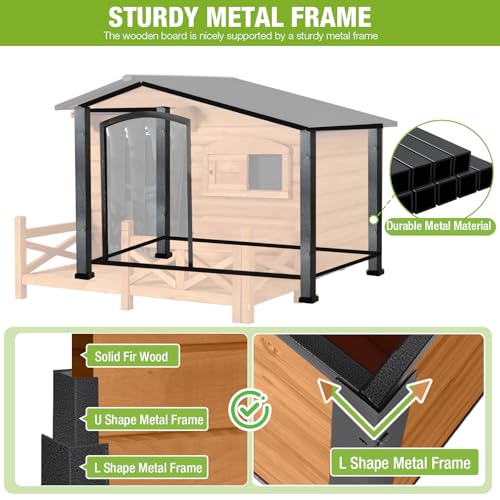 Large Heated Dog House Outdoor Insulated Dog Kennel with Safe Heating Pad