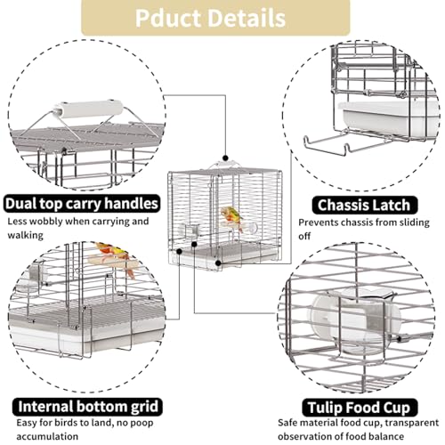 Bird Carrier Travel Cage (White)