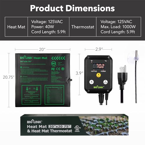 20" x 20.75" Seedling Heat Mat with Thermostat Controller Combo Set (20x20.75 Heat Mat with Thermostat)
