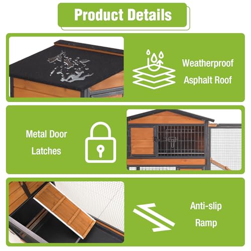 Large Rabbit Hutch Indoor Outdoor (Orange / 48.0"L x 48.0"W x 24.0"H)