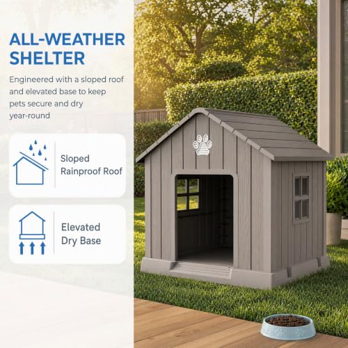 Dog House for Large Size Dogs (Gray / 37.8''L x 40.87''W x 38.82''H)