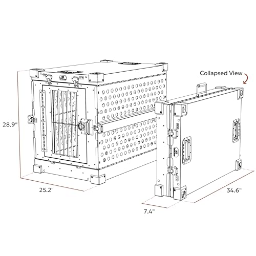Aluminum Collapsible Dog Crate (Black / 34.6"L x 25.2"W x 28.9"H)