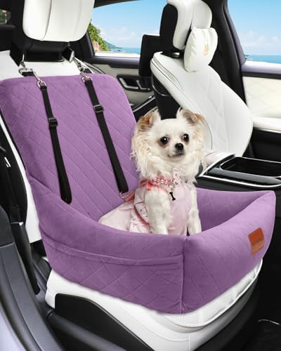 Dog Car Seat for Small Dogs Up to 25lbs (Purple)