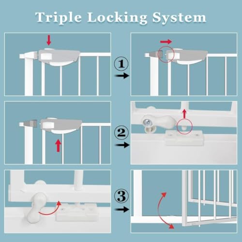 Triple Lock Baby Gate 49.21 (White / 49.21-66.54"/125-169cm)