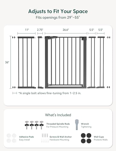 29 55" Extra Wide Baby Gate (Black / 36" Tall, 29-55" Wide)