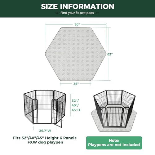 Washable Pee Pads for Dogs (Khaki / 35" Hexagon (2 Packs))