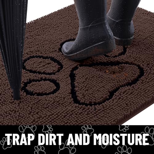 Dog Door Mat for Muddy Paws (36"X24" / Brown and Black)