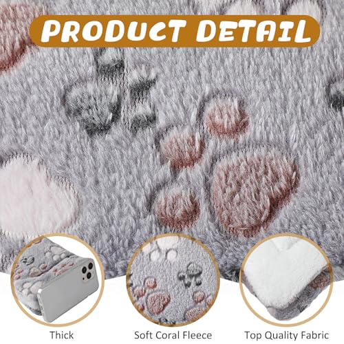 4 Pack Soft Pet Bed Mat Small Dog Crate Fleece (21 x 14 Inches / Light Gray)