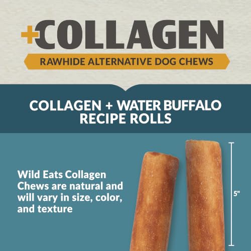 Water Buffalo Collagen Cheek Rolls 5" Chew 4pk Pig Ear Substitute (8 Ounce (Pack of 4))