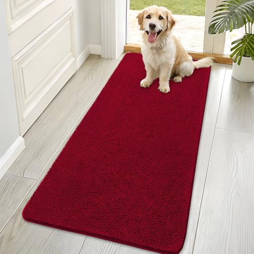 Dog Door Mat for Muddy Paws 70x35 (Red / 70" X 35")
