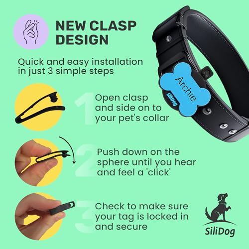 Personalized Engraved Silicone Dog ID Tag with Tracker Holder (Pink / AirTag-Holder)