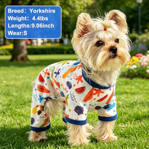 Dog Pajamas Pjs Fall Summer Dog Clothes for Small Dogs Girl (Beach / X-Small（1-2 lb))