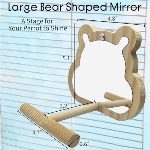 Wooden Bird Mirror with Perch for Cage (wood)