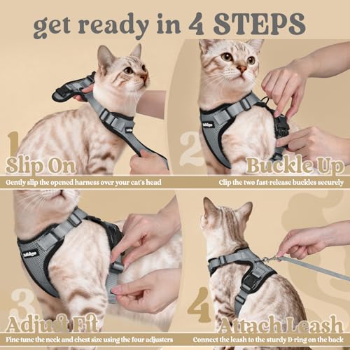 Cat Harness and Leash Set (Xs / Grey)
