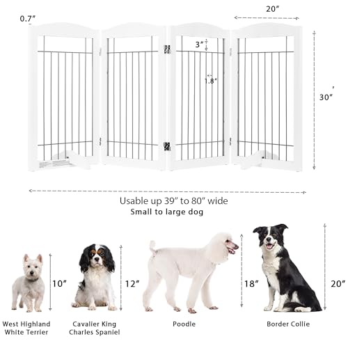 Free Standing Foldable Metal Pet Gate for Dog (Sliver / 【4 Panels】80"W x 30"H)