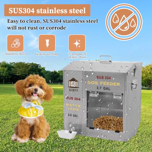 Stainless Steel Dog Feeder and Waterer 2