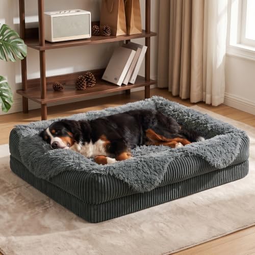 Orthopedic Dog Bed Extra Large Sized Dog (Grey / 48"L x 35"W x 7.5"T)