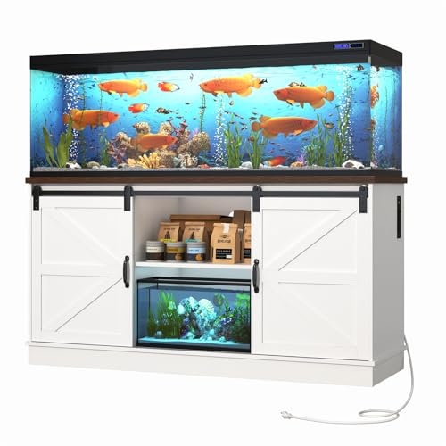 Farmhouse 75 120 Gallon Fish Tank Stand with Power Outlet (White / 75-120 Gallon)