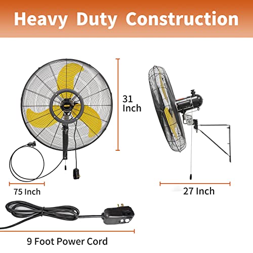 2 Pack 30 inch Misting Outdoor Oscillation Weatherproof Wall Mounted Fan with IP44 Enclosure Motor (30" Outdoor (No Remote))